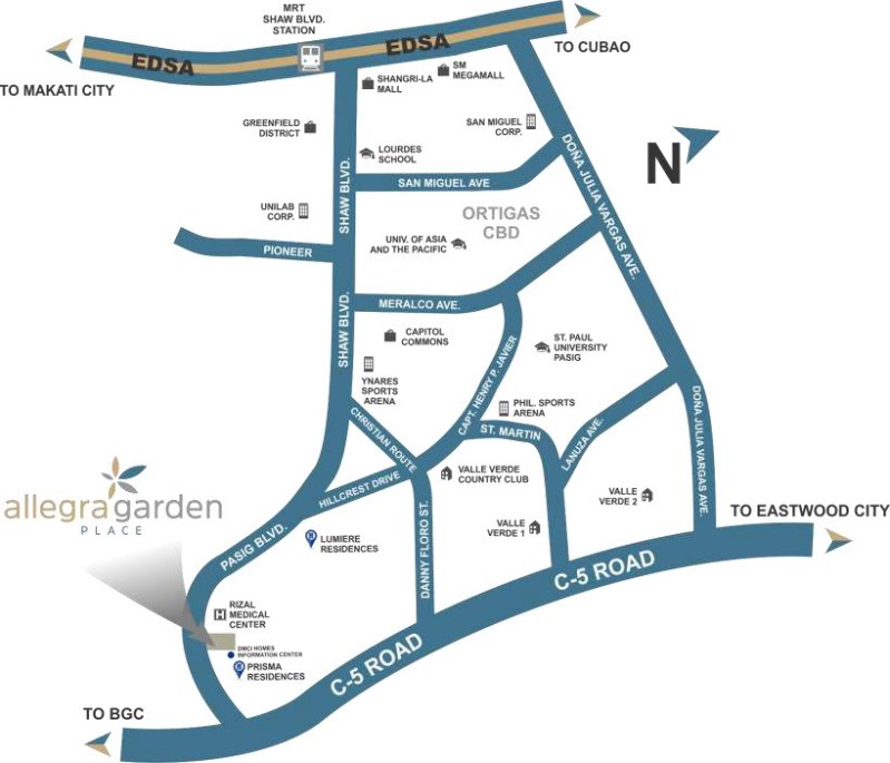 Allegra Garden Place location map — Bagong Ilog, Pasig City