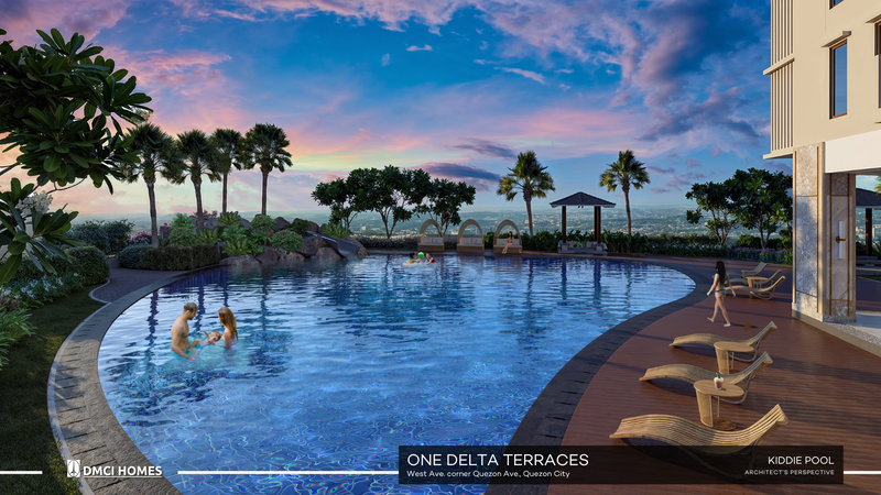 One Delta Terraces lounge and kiddie pool