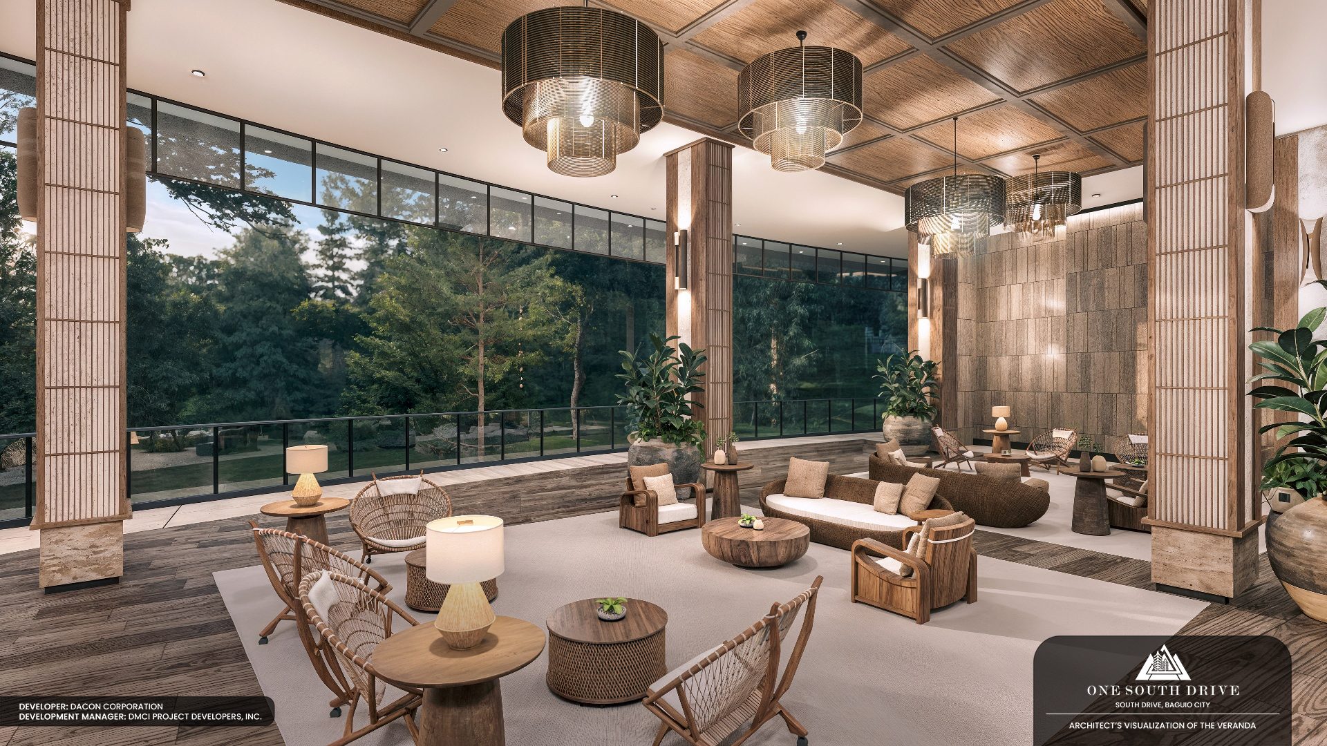 One South Drive — Veranda with Baguio pine views